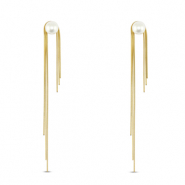 Pendientes Acero Inox con imitaci&oacute;n de perlas Dorado