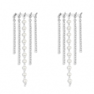 Pendientes Acero Inox con imitaci&oacute;n de perlas Plateado