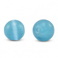 Abalorios de cristal 6 mm Ojo de gato Azul cielo
