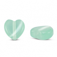 Abalorios de cristal Ojo de gato corazon Turquesa menta