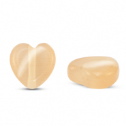 Abalorios de cristal Ojo de gato corazon Naranja melocot&oacute;n