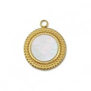 Colgante Acero Inox concha redondos Dorado-blanco (color natural)
