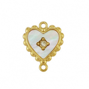 Colgantes / entrepieza Acero Inox concha coraz&oacute;n Dorado-blanco (color natural)
