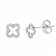 Pendientes Acero tr&eacute;bol Plateado
