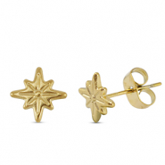 Pendientes Acero Inox estrella Dorado