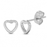 Pendientes Acero Inox coraz&oacute;n Plateado