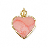 Metal TQ lat&oacute;n colgante coraz&oacute;n Dorado-rosa claro m&aacute;rmol