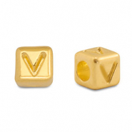 Abalorios letras met&aacute;licos DQ V Dorado (sin n&iacute;quel)