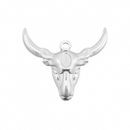 Colgantes Acero Inox cuerno largo con calavera tejana Plateado