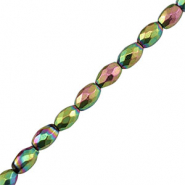 Abalorios Hematita &oacute;valo faceteada 5mm Verde-rosa-cubierta AB