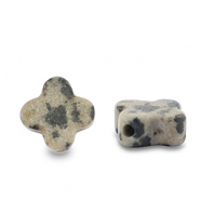 Piedras Naturales abalorios Jaspe D&aacute;lmata tr&eacute;bol Greige-negro