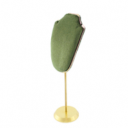 Expositor de joyer&iacute;a busto para collares Verde olivia-dorado