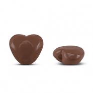 Abalorios acr&iacute;licos coraz&oacute;n Marr&oacute;n
