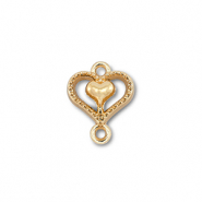 Colgantes met&aacute;licos entrepieza coraz&oacute;n on coraz&oacute;n Dorado