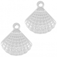Colgantes Acero Inox concha Plateado