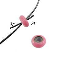 Abalorios de cierre deslizante esmalte 10x4mm Rosa oscuro
