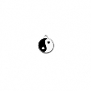 Colgantes Acero Inox redondos Yin & Yang Plateado-negro-blanco
