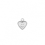 Colgantes Acero Inox coraz&oacute;n con smiley Plateado
