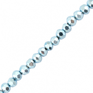 Abalorios faceteados disco 4x3mm Azul claro met&aacute;lico