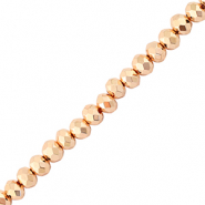 Abalorios faceteados disco 4x3mm Dorado rosa met&aacute;lico