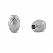 Abalorios de acero inox ovalados Plateado