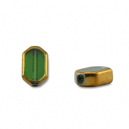 Abalorios de cristal hex&aacute;gono Verde transparente-dorado