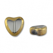 Abalorios de cristal coraz&oacute;n Gris transparente-dorado