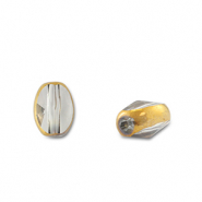 Abalorios de cristal &oacute;valo Gris transparente-dorado