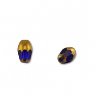 Abalorios de cristal &oacute;valo Azul transparente-dorado