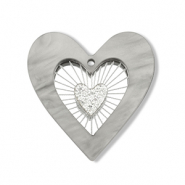 Colgantes llamativos coraz&oacute;n Gris-plateado