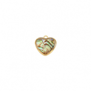 Colgantes de resina con imitaci&oacute;n de conchas coraz&oacute;n Dorado-verde oc&eacute;ano