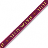 Cinta con texto "11:11 Wish" P&uacute;rpura-dorado