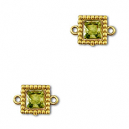 Entrepiezas acero Inox zirc&oacute;n cuadrado Dorado-verde lima