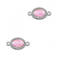 Entrepiezas acero Inox zirc&oacute;n &oacute;valo Plateado-rosa claro