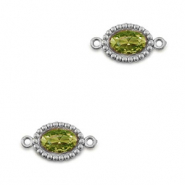 Entrepiezas acero Inox zirc&oacute;n &oacute;valo Plateado-verde lima