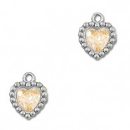 Colgantes Acero Inox zirc&oacute;n coraz&oacute;n Plateado-naranja claro