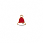 Colgantes met&aacute;licos zirconia campana de navidad Dorado-rojo-blanco
