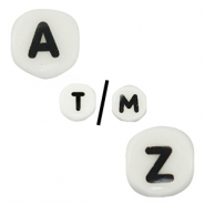 Abalorios letras de cer&aacute;mica Blanco-negro