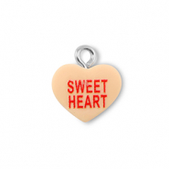 Colgantes de resina coraz&oacute;n "SWEET HEART" Naranja claro-rojo