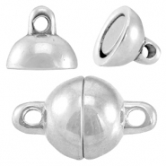 Cierre magn&eacute;tico met&aacute;lico DQ bola 8mm plata vieja (sin n&iacute;quel)