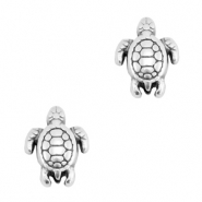 Abalarios metálicos DQ tortuga Plata vieja (sin níquel)