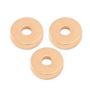 Abalorios metálicos DQ disco rondeles 6x2mm Oro rosado (sin niquel)