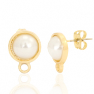 Fornituras met&aacute;licas DQ pendiente perla redondo 10mm con anilla Dorado (sin n&iacute;quel)