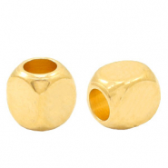 Abalorios metálicos DQ cubo 3mm Dorado (sin níquel)