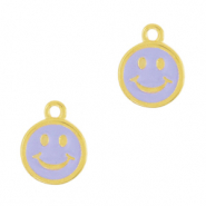 Colgantes met&aacute;licos DQ smiley Dorado-p&uacute;rpura (sin n&iacute;quel)