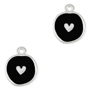 Colgantes met&aacute;licos DQ coraz&oacute;n Plata vieja-negro (sin n&iacute;quel)