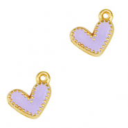 Colgantes met&aacute;licos DQ coraz&oacute;n Dorado-p&uacute;rpura lavanda (sin n&iacute;quel)