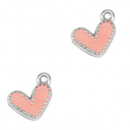 Colgantes met&aacute;licos DQ coraz&oacute;n Plata vieja-rosa salm&oacute;n (sin n&iacute;quel)