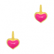 Colgantes met&aacute;licos DQ coraz&oacute;n Dorado-rosa fucsia n&eacute;on (sin n&iacute;quel)