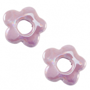 Abalorios de cerámica griega DQ flor Púrpura lavanda